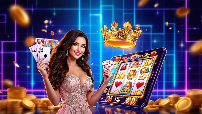 Mesin slot digital dengan simbol bonus pada layar reel